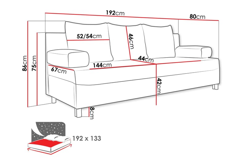 Eifion Sofa 3-seter - Svart - Møbler - Sofaer - Sofa 3 seter