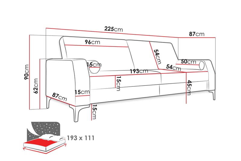 Elinora Sofa 3-seter - Grå - Møbler - Sofaer - Sofa 3 seter