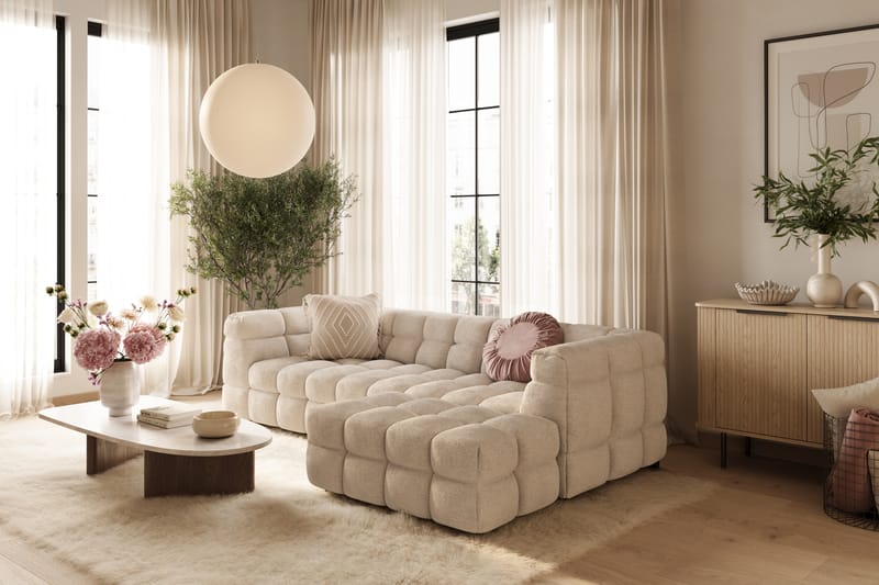 Elise 3-seters Sofa med Sjeselong - Beige - Møbler - Sofaer - Hjørnesofa