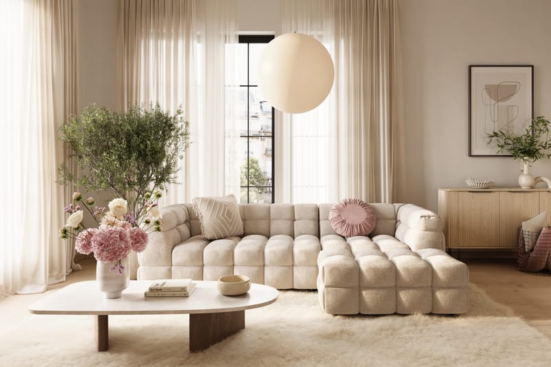 Elise 3-seters Sofa med Sjeselong - Beige - Møbler - Sofaer - Hjørnesofa