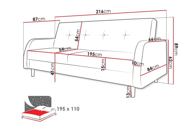 Emaan Sofa 3-seter - Grå - Møbler - Sofaer - Sofa 3 seter