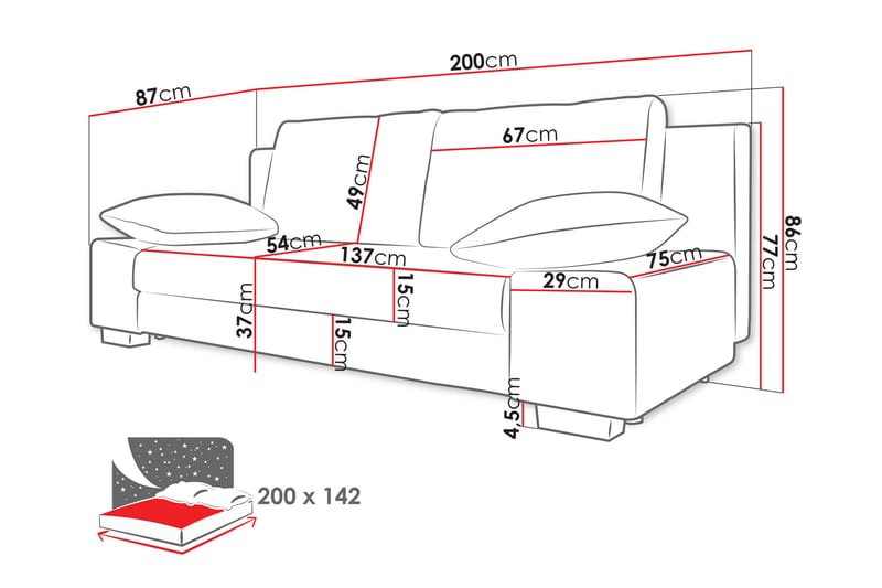 Encinosola Sofa 3-seter - Lys grå/Mørk grå - Møbler - Sofaer - Sofa 3 seter