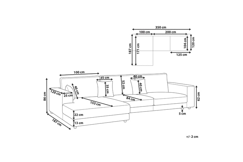 Ersi Hjørnesofa 4-seter - Grå/Svart - Møbler - Sofaer - Hjørnesofa