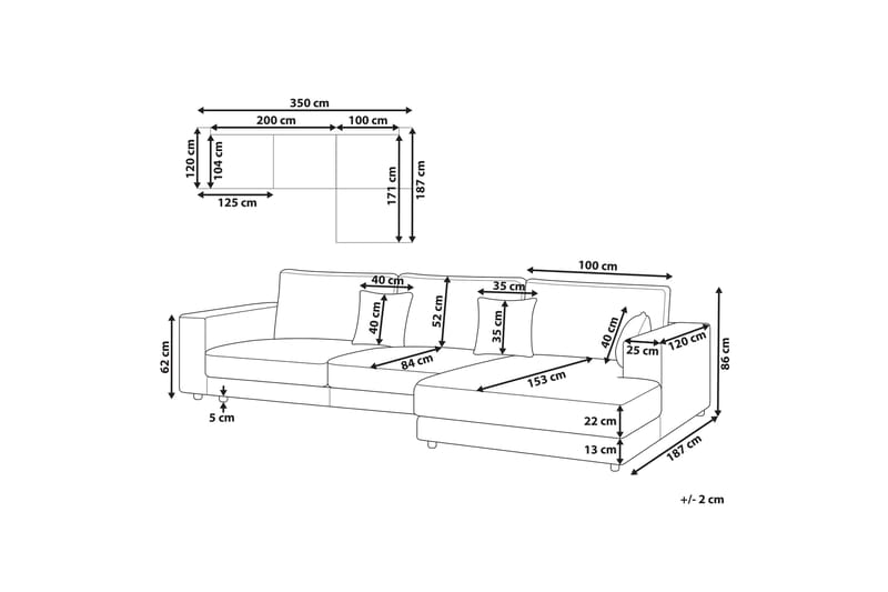 Ersi Hjørnesofa 4-seter - Hvit/Svart - Møbler - Sofaer - Hjørnesofa