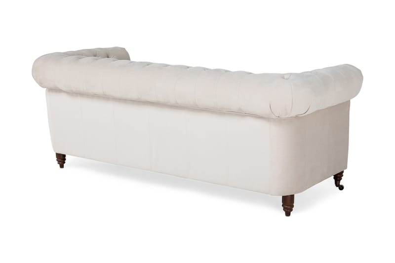 Chesterfield Deluxe Fløyelsofa 3-seters - Beige / Lys - Møbler - Sofaer - Fløyel sofaer