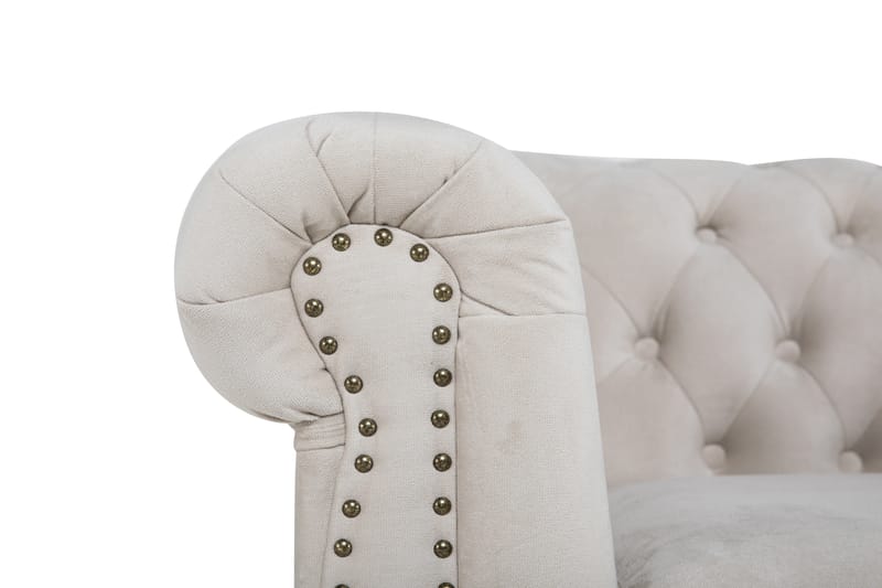 Chesterfield Deluxe Fløyelsofa 3-seters - Beige / Lys - Møbler - Sofaer - Fløyel sofaer