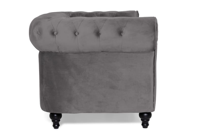 Chesterfield Luksus 2-seters Liten Fløyelsofa 160 cm bred - Mørkgrå / Grå - Møbler - Sofaer - Fløyel sofaer