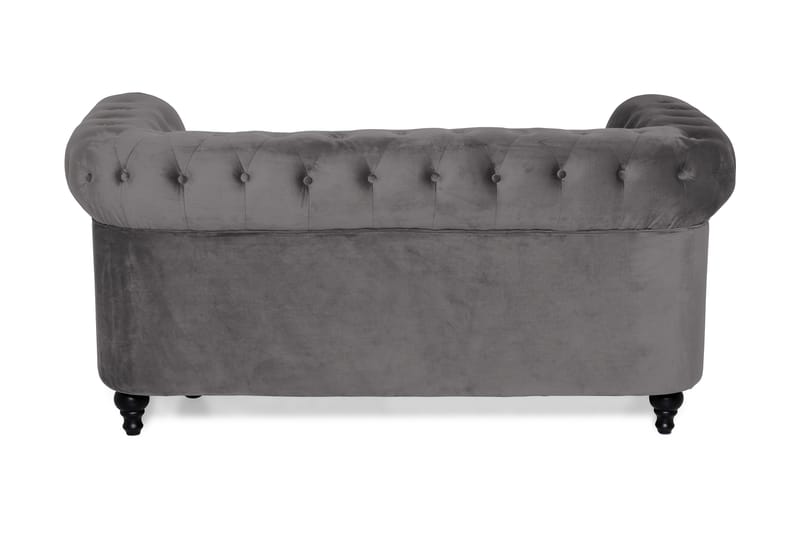 Chesterfield Luksus 2-seters Liten Fløyelsofa 160 cm bred - Mørkgrå / Grå - Møbler - Sofaer - Fløyel sofaer