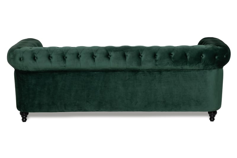 Chesterfield Luksus 3-seters Fløyelsofa 222 cm bred - Mørkegrønn / Grønn - Møbler - Sofaer - Fløyel sofaer