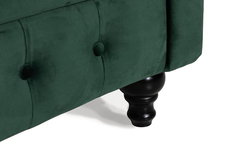 Chesterfield Luksus 3-seters Fløyelsofa 222 cm bred - Mørkegrønn / Grønn - Møbler - Sofaer - Fløyel sofaer