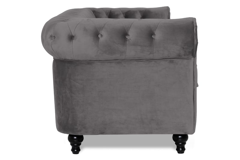 Chesterfield Luksus 3-seters Fløyelsofa 222 cm bred - Mørkgrå / Grå - Møbler - Sofaer - Fløyel sofaer