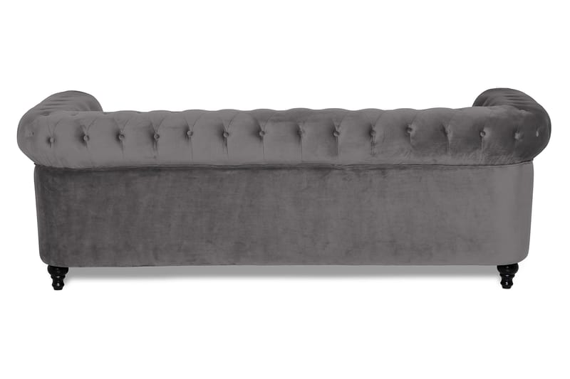 Chesterfield Luksus 3-seters Fløyelsofa 222 cm bred - Mørkgrå / Grå - Møbler - Sofaer - Fløyel sofaer