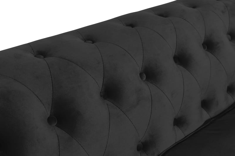 Chesterfield Luksus 3-seters Svart Fløyelsofa 222 cm bred - Svart - Møbler - Sofaer - Fløyel sofaer