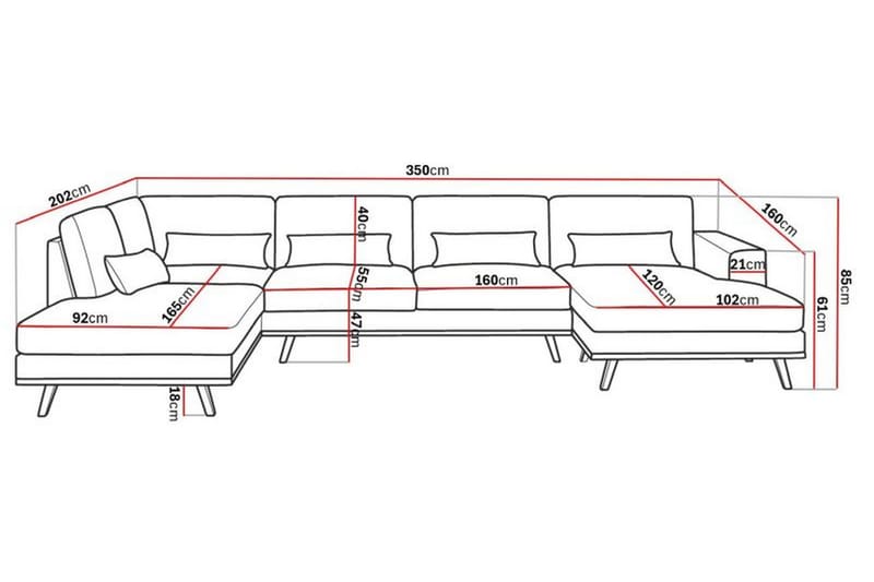 Copenhagen 4-seters Stor U Sofa Fløyel Sjeselong Venstre Divan Høyre - Beige - Møbler - Sofaer - Fløyel sofaer