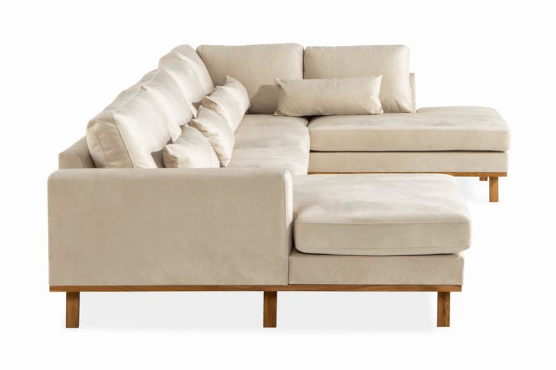 Copenhagen Stor U Sofa Fløyel Divan Høyre Sjeselong Venstre - Beige - Møbler - Sofaer - Fløyel sofaer