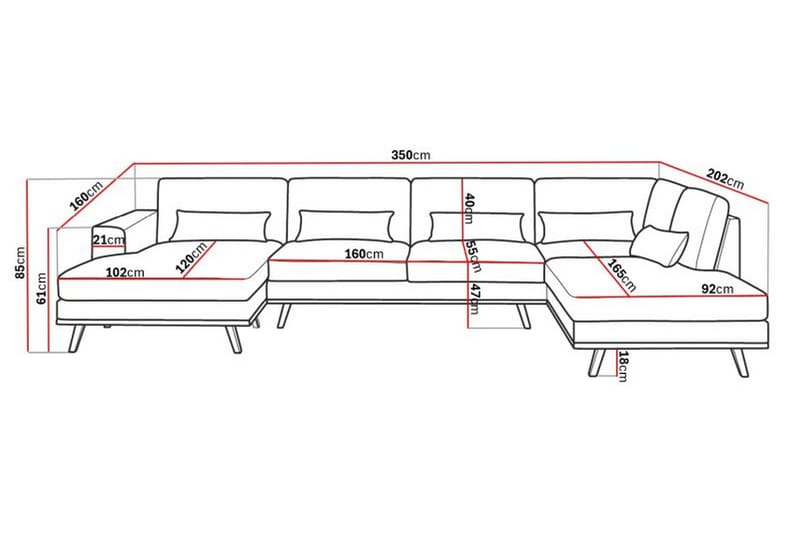 Copenhagen Stor U Sofa Fløyel Divan Høyre Sjeselong Venstre - Beige - Møbler - Sofaer - Fløyel sofaer