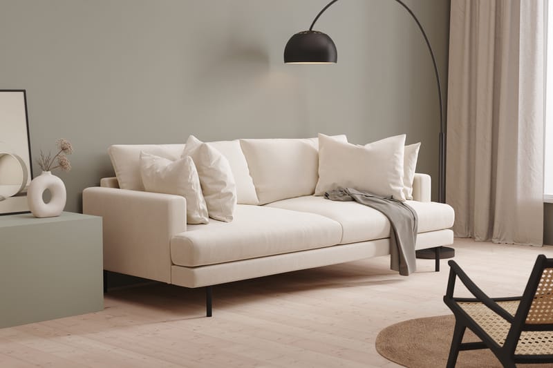 Menard Dyp 4-seters Sofa Fløyel 205 cm bred - Lys Beige - Møbler - Sofaer - Fløyel sofaer