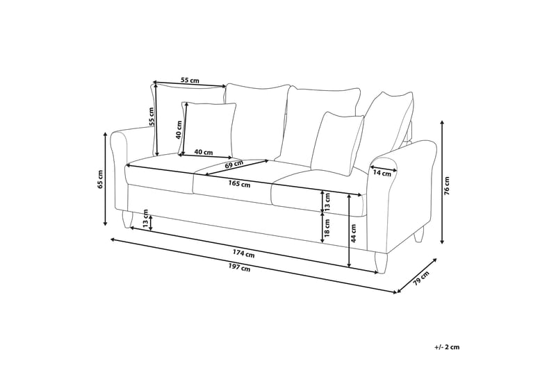 Paretti Sofa Fløyel - Blå - Fløyel sofaer - Sofa 3 seter