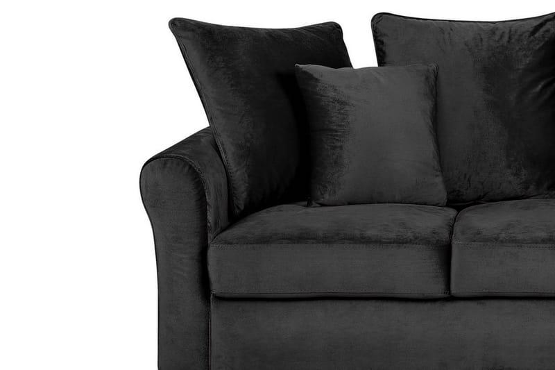 Paretti Sofa Fløyel - Svart - Fløyel sofaer - Sofa 3 seter