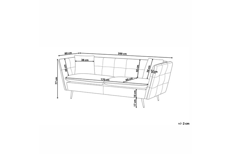 Rosalee Sofa 3-seter - Grå - Møbler - Sofaer - Fløyel sofaer