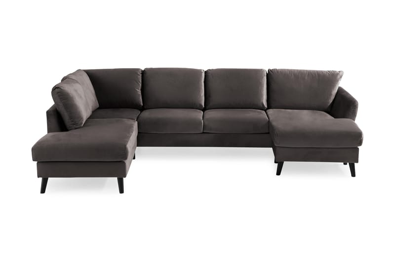 Trend U-sofa med Divan Høyre - Mørkegrå - Fløyel sofaer - Skinnsofaer - U-sofa