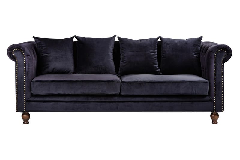 Velvet 3-seters Sofa Fløyel Svart - Møbler - Sofaer - Fløyel sofaer