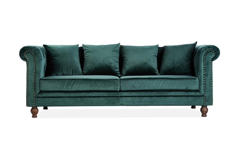 Velvet Sammetssofa 3-sits - Grønn - Møbler - Sofaer - Fløyel sofaer