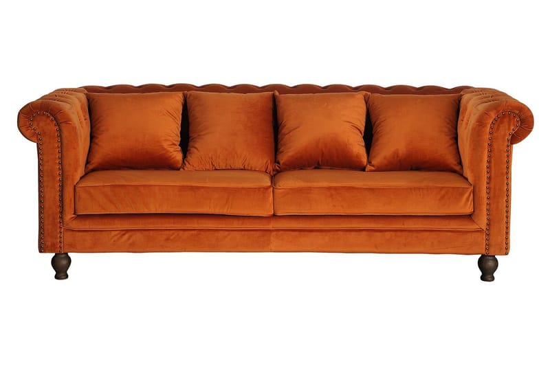 Velvet Sammetssofa 3-sits - Oransje - Møbler - Sofaer - Fløyel sofaer