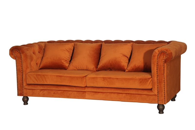 Velvet Sammetssofa 3-sits - Oransje - Møbler - Sofaer - Fløyel sofaer