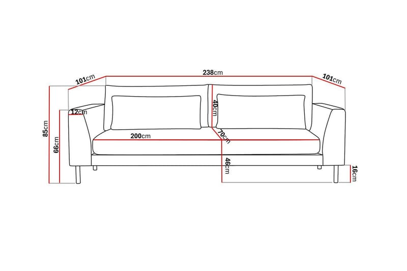 Florenz 4-seters Sofa Hel pute - Grå/Beige - Møbler - Sofaer - 4 seter sofa