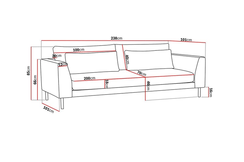 Florenz 4-seters Sofa Hel pute - Grå/Beige - Møbler - Sofaer - 4 seter sofa