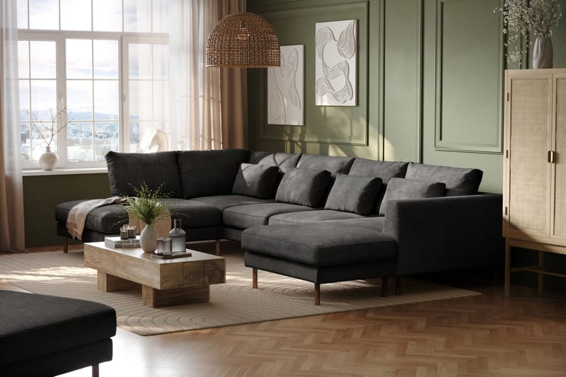 Florenz 4-seters U-Sofa med Divan Høyre - Grå - Møbler - Sofaer - U-sofa