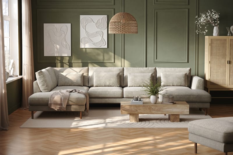 Florenz 4-seters U-Sofa med Divan Høyre - Grå/Beige - Møbler - Sofaer - U-sofa