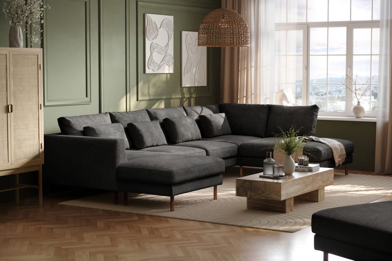 Florenz 4-seters U-Sofa med Divan Venstre - Grå - Møbler - Sofaer - U-sofa