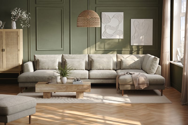 Florenz 4-seters U-Sofa med Divan Venstre - Grå/Beige - Møbler - Sofaer - U-sofa