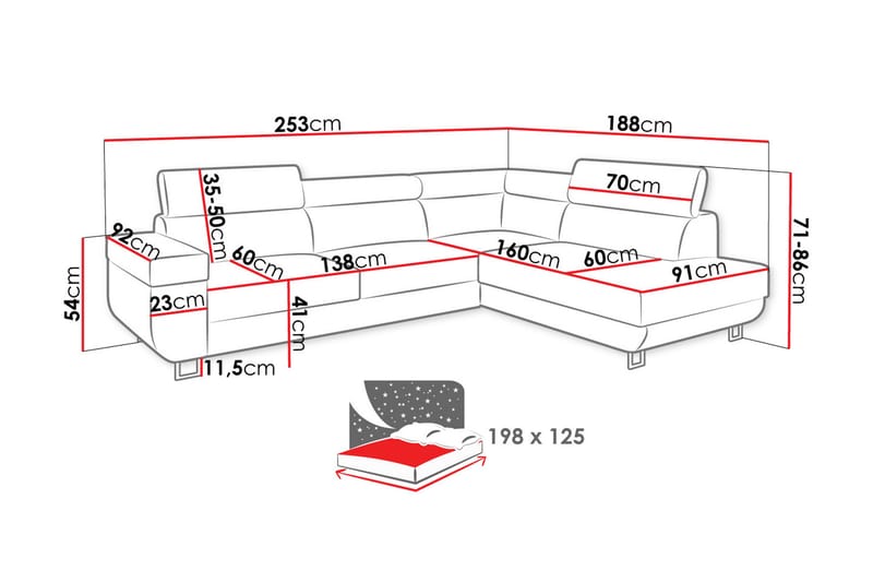 Fonti Sofa med Sjeselong 3-seter - Brun - Møbler - Sofaer - Sofa med sjeselong