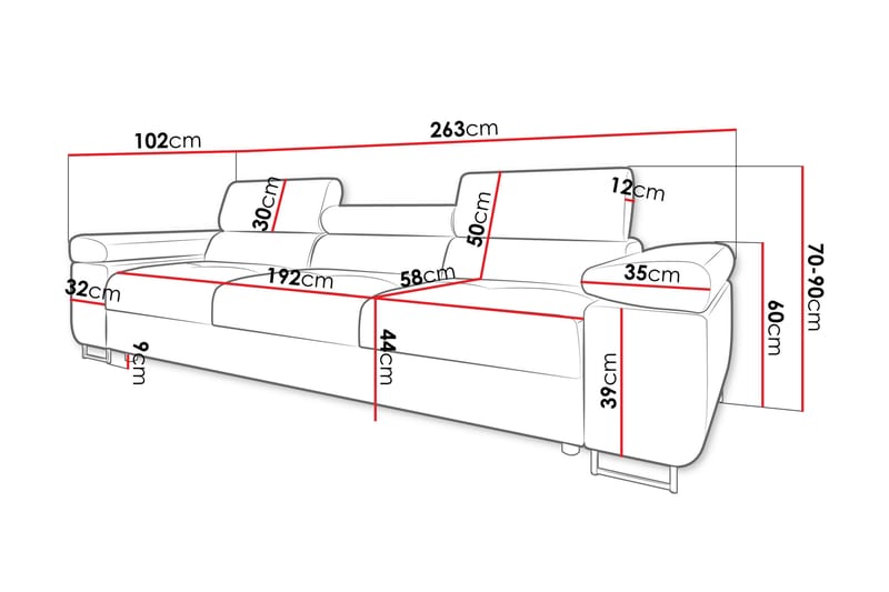 Gabina Sofa 3-seter - Beige - Møbler - Sofaer - Sofa 3 seter