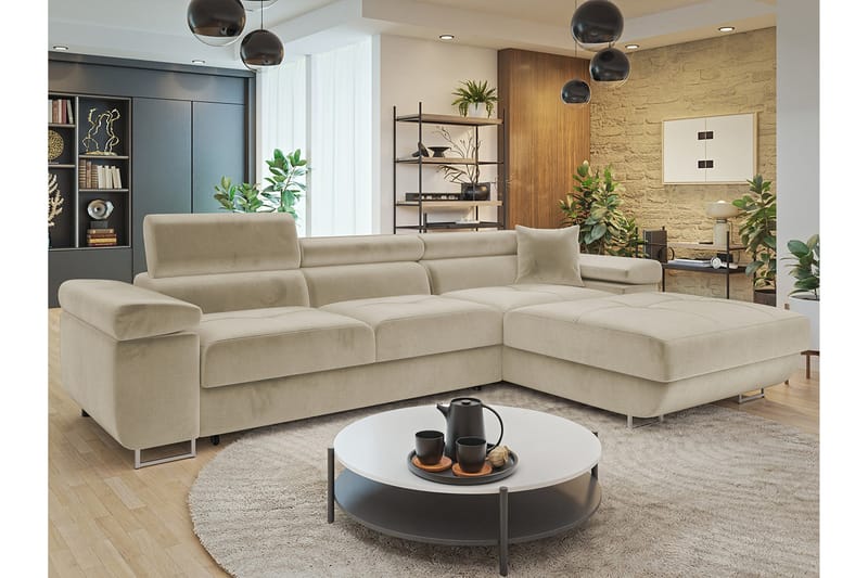 Gabina Sofa med Divan 3-seter - Beige - Møbler - Sofaer - Sofa med sjeselong