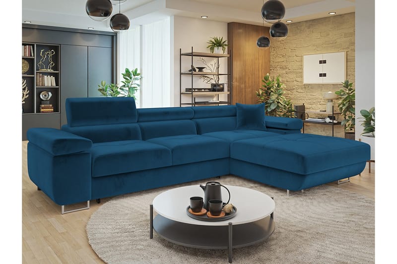 Gabina Sofa med Divan 3-seter - Blå - Møbler - Sofaer - Sofa med sjeselong