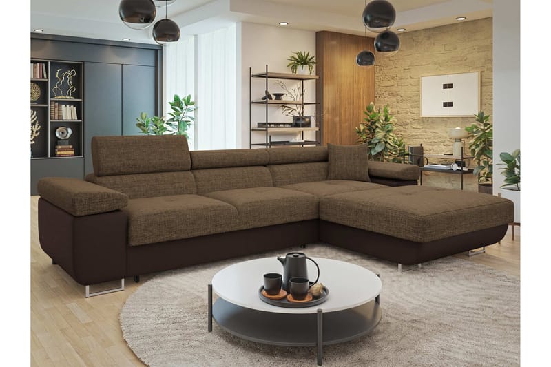 Gabina Sofa med Divan 3-seter - Brun - Møbler - Sofaer - Sofa med sjeselong