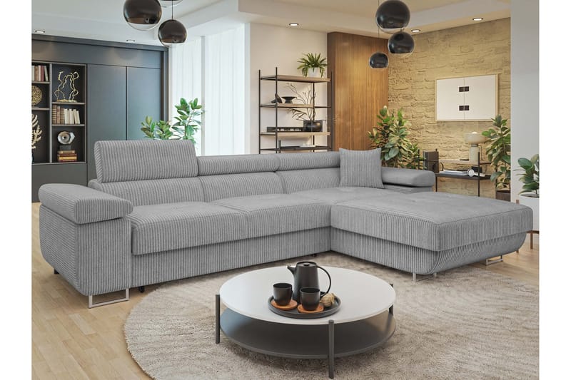 Gabina Sofa med Divan 3-seter - Grå - Møbler - Sofaer - Sofa med sjeselong