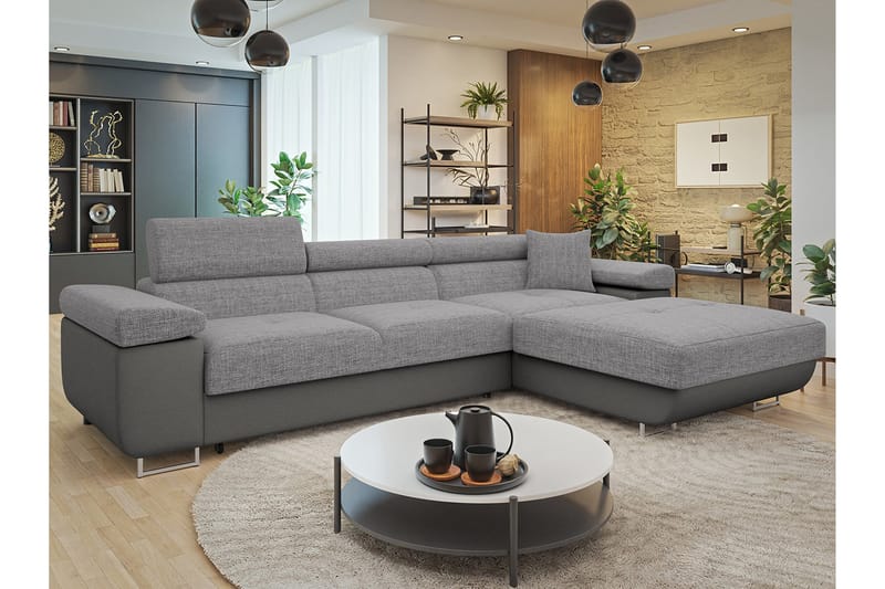 Gabina Sofa med Divan 3-seter - Grå - Møbler - Sofaer - Sofa med sjeselong