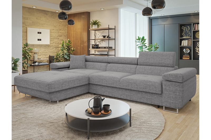 Gabina Sofa med Divan 3-seter - Grå - Møbler - Sofaer - Sofa med sjeselong