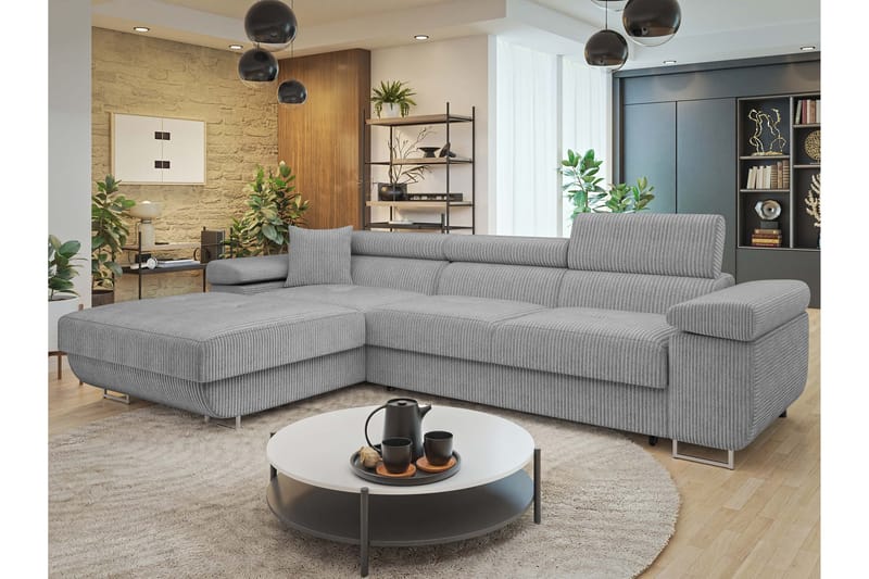 Gabina Sofa med Divan 3-seter - Grå - Møbler - Sofaer - Sofa med sjeselong