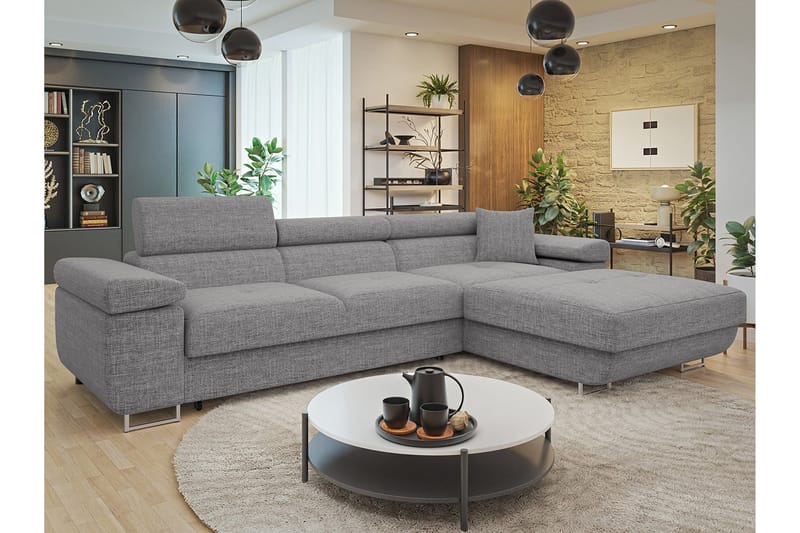 Gabina Sofa med Divan 3-seter - Grå - Møbler - Sofaer - Sofa med sjeselong