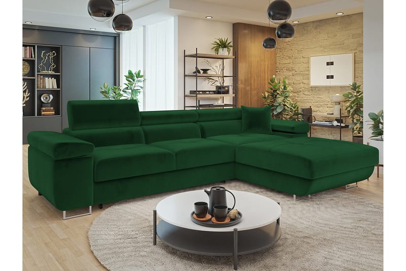 Gabina Sofa med Divan 3-seter - Grønn - Møbler - Sofaer - Sofa med sjeselong