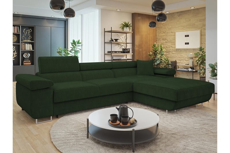 Gabina Sofa med Divan 3-seter - Grønn - Møbler - Sofaer - Sofa med sjeselong