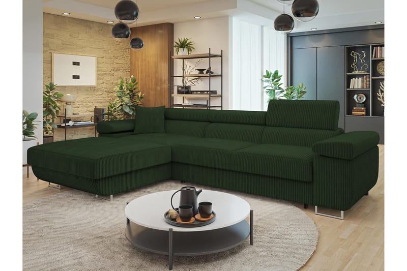 Gabina Sofa med Divan 3-seter - Grønn - Møbler - Sofaer - Sofa med sjeselong