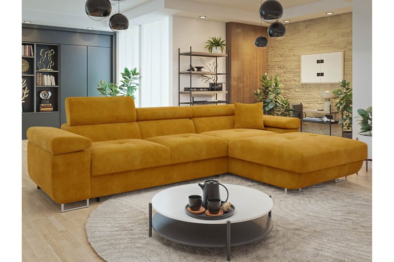 Gabina Sofa med Divan 3-seter - Gul - Møbler - Sofaer - Sofa med sjeselong