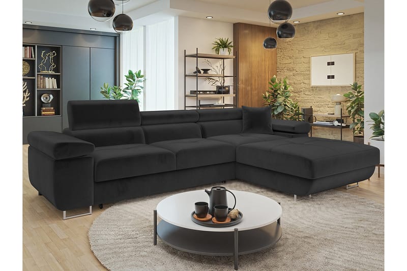 Gabina Sofa med Divan 3-seter - Svart - Møbler - Sofaer - Sofa med sjeselong